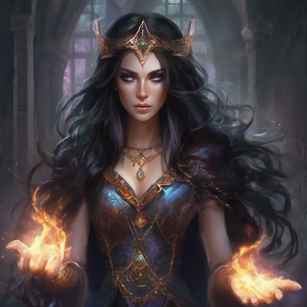aifantasy art dark hair evil princess mage magic soceress spell good looking trending fantastic 1