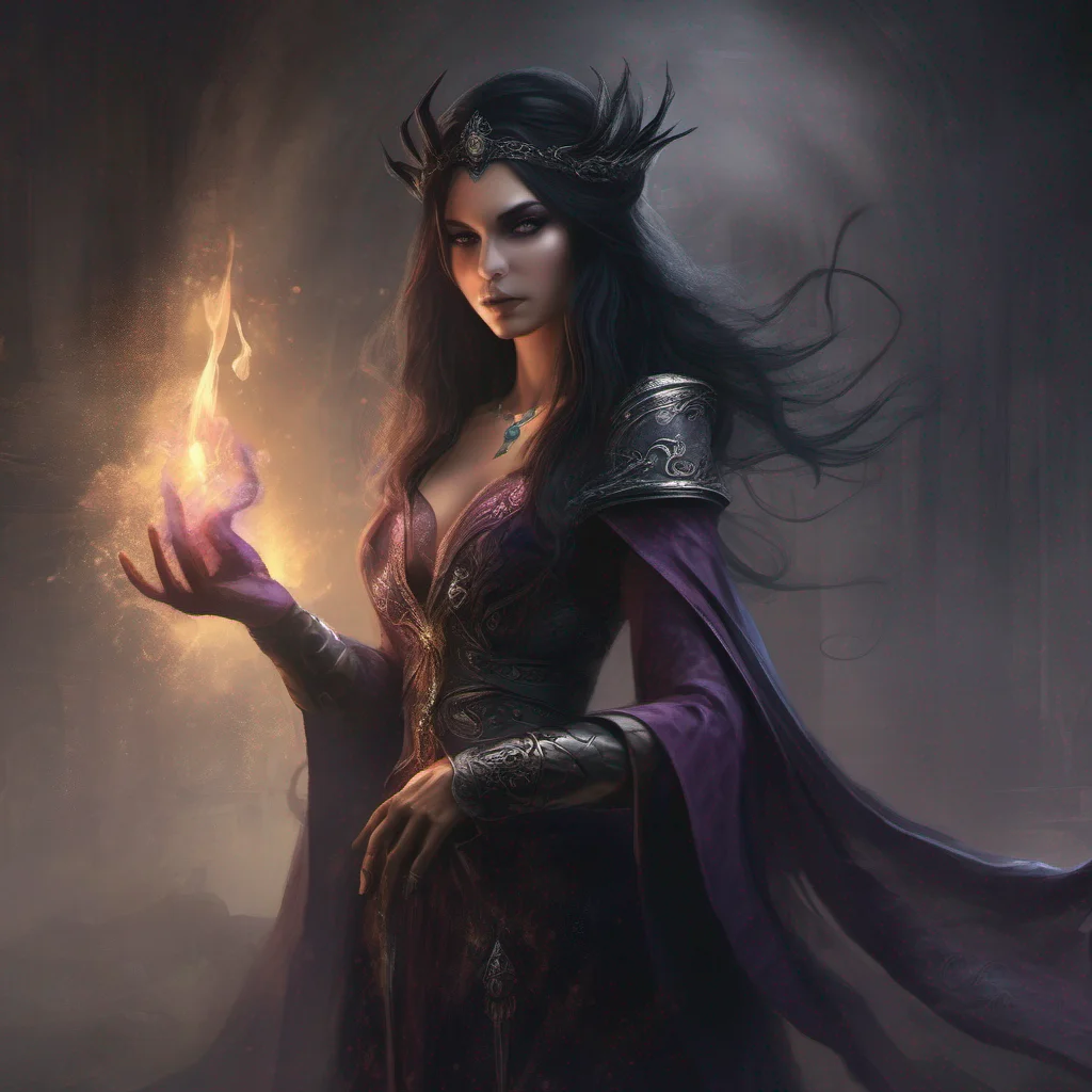 fantasy art dark hair evil princess mage magic soceress spell shadows mist amazing awesome portrait 2