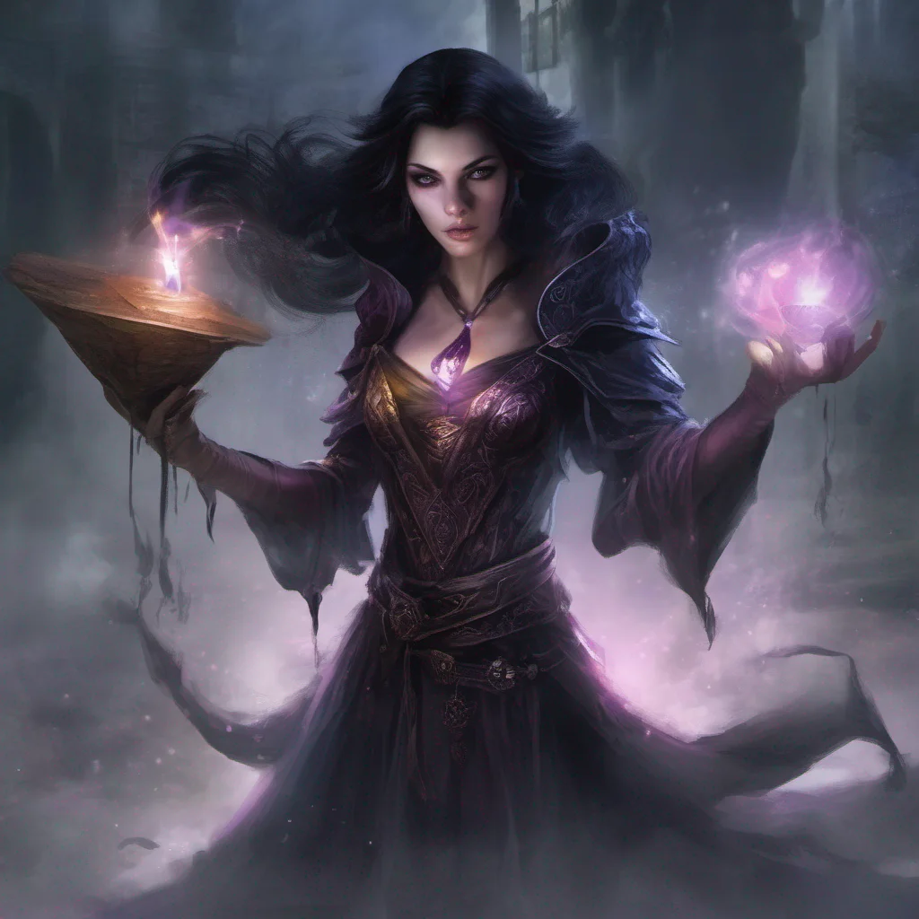 aifantasy art dark hair evil princess mage magic soceress spell shadows mist good looking trending fantastic 1