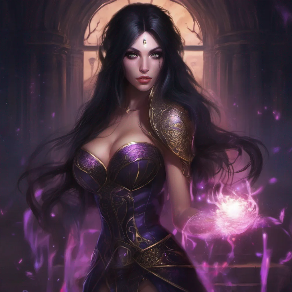 aifantasy art dark hair seductive evil princess mage magic soceress night  good looking trending fantastic 1