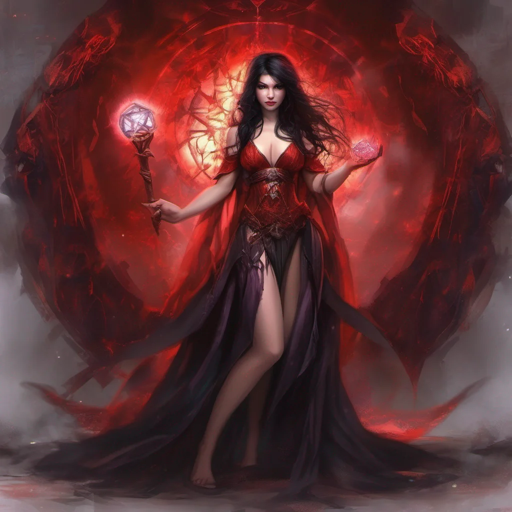 aifantasy art dark hair seductive evil princess mage magic soceress red good looking trending fantastic 1