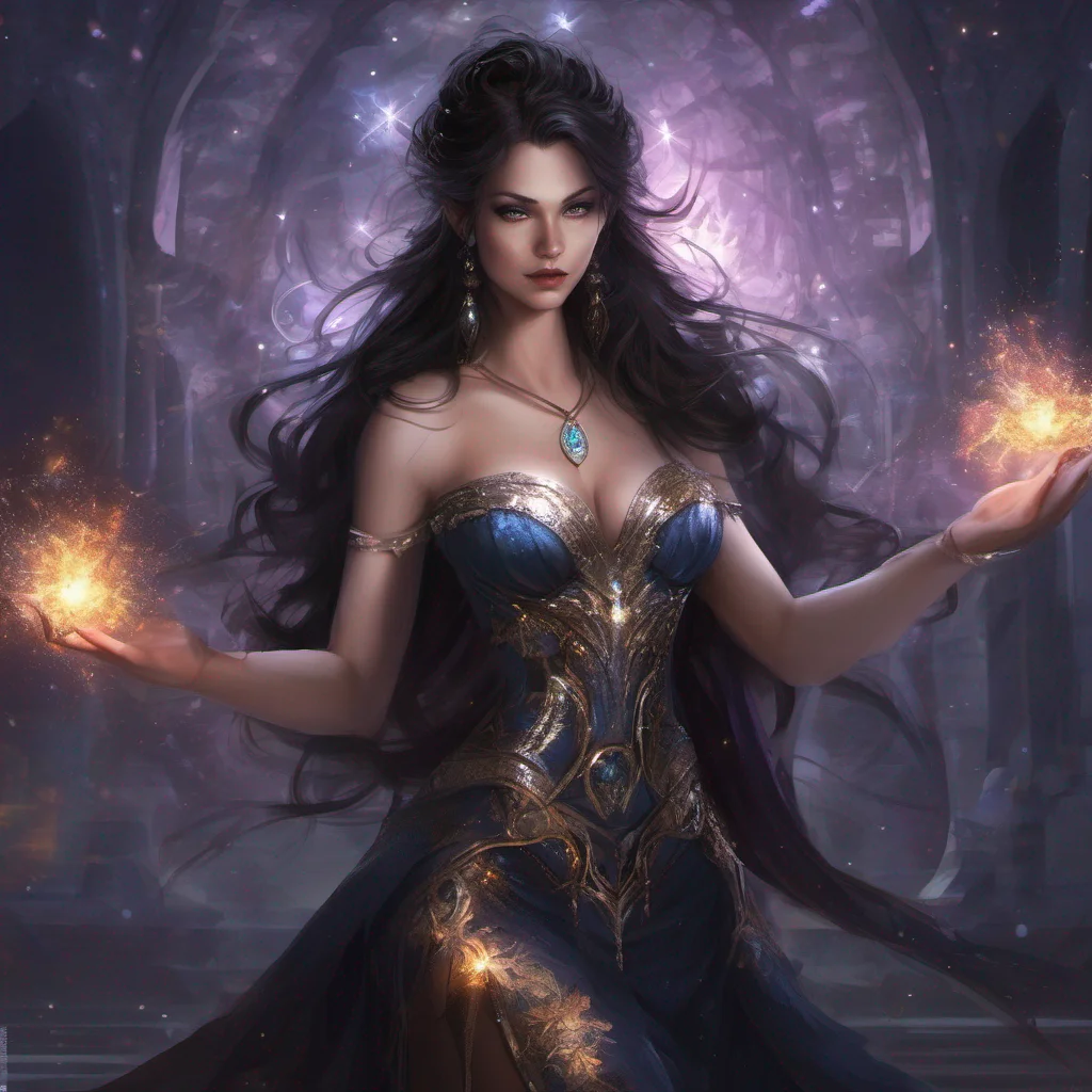aifantasy art dark hair seductive evil princess mage magic soceress sparkle good looking trending fantastic 1