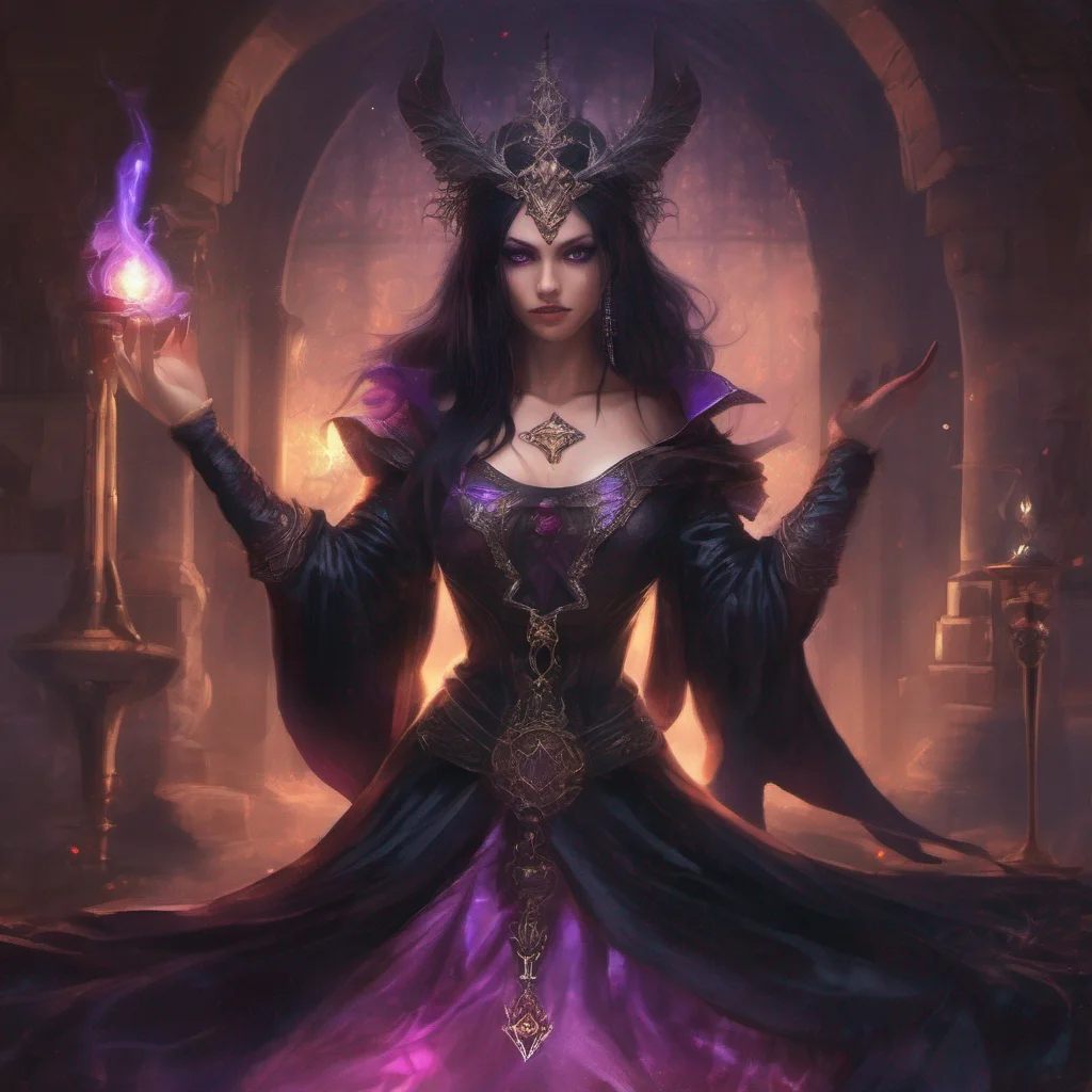 aifantasy art dark hair seductive evil princess mage magic soceress spell amazing awesome portrait 2