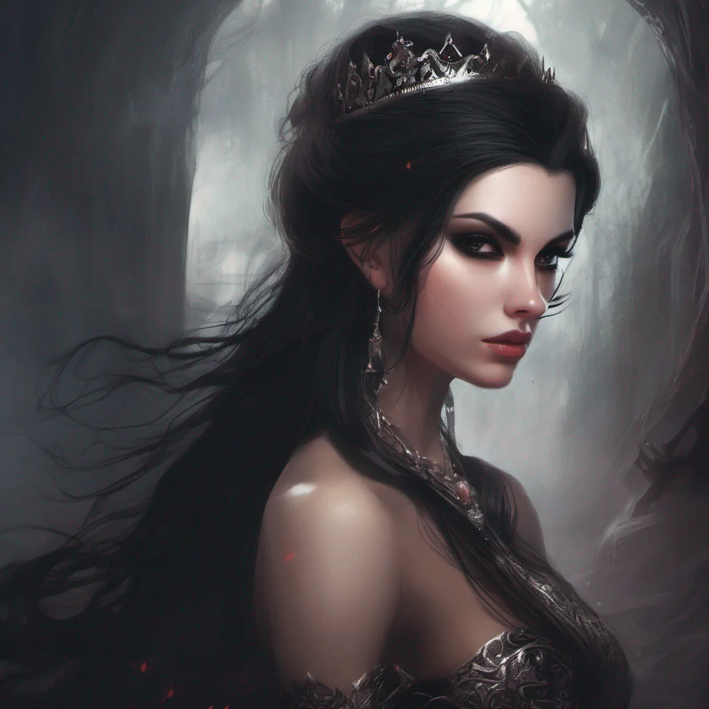 fantasy art dark hair seductive evil princess