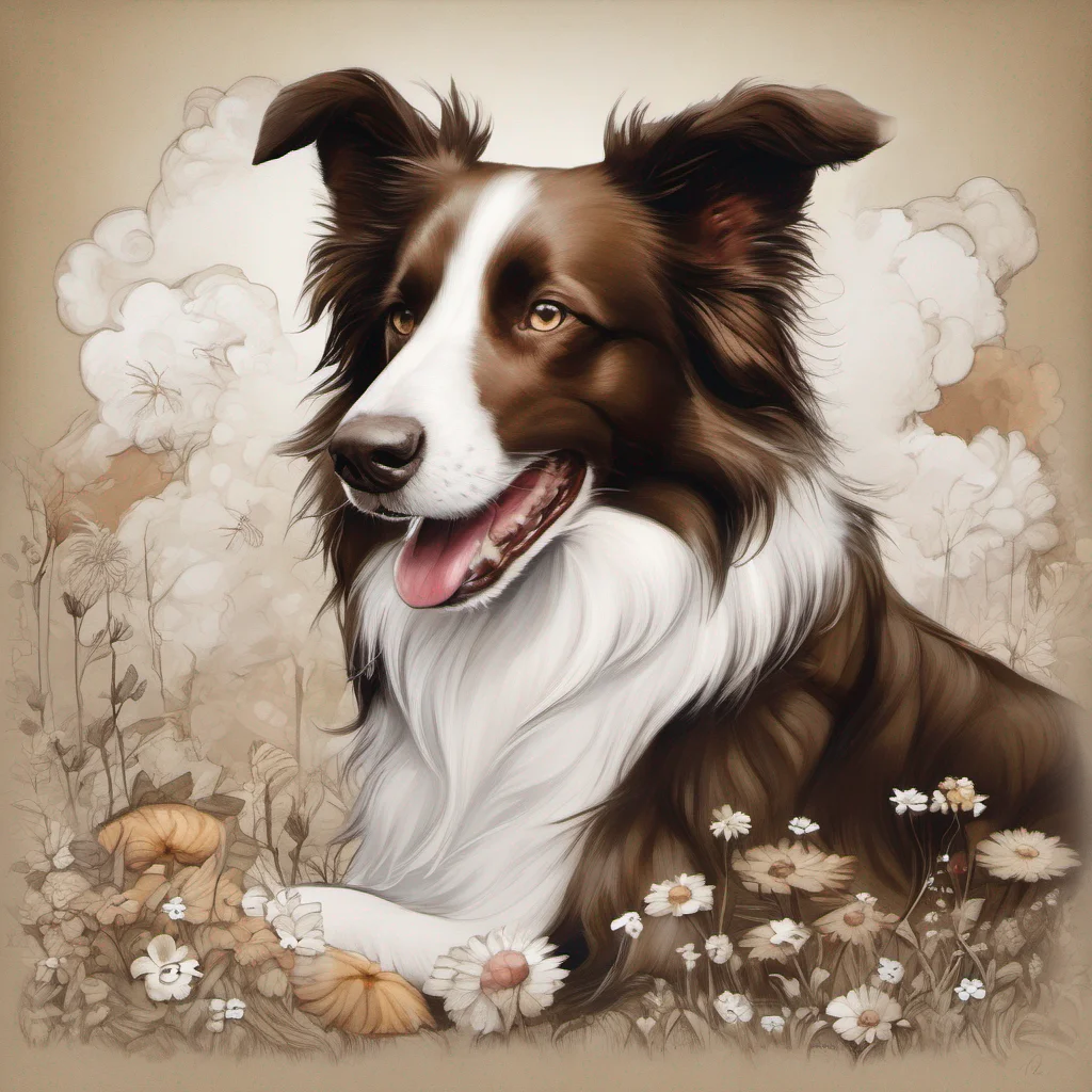 aifantasy art dog border collie brown and white