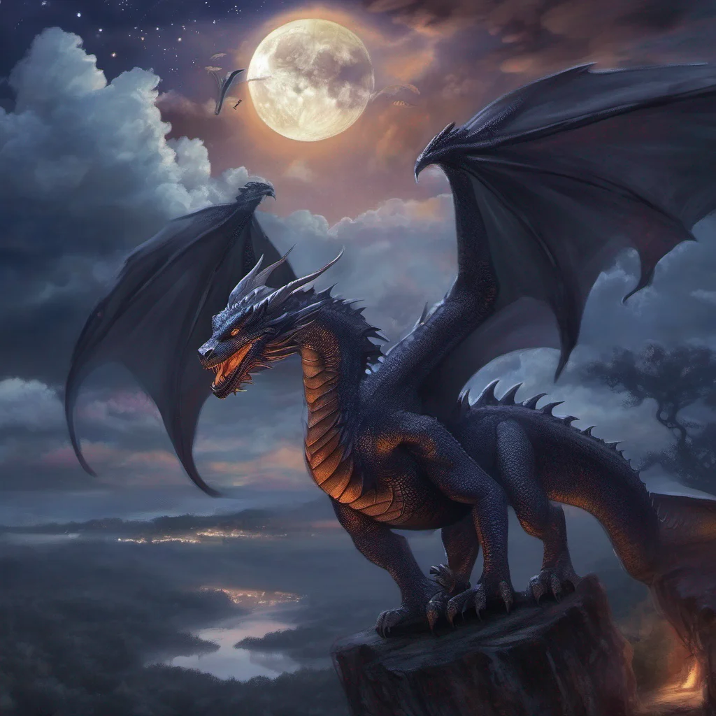 fantasy art dragons night sky