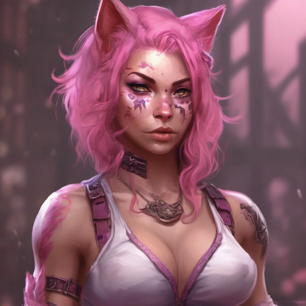 aifantasy art fantasy art feminine muscular catgirl with pink hair confident engaging wow artstation art 3