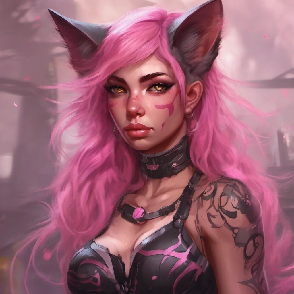 aifantasy art fantasy art feminine muscular catgirl with pink hair good looking trending fantastic 1