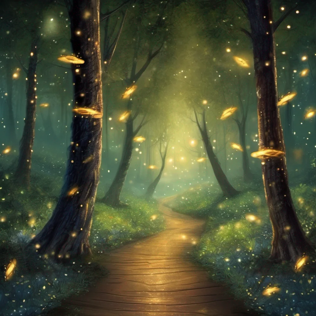 aifantasy art forest fireflies trees glitter sparkle pathway amazing awesome portrait 2