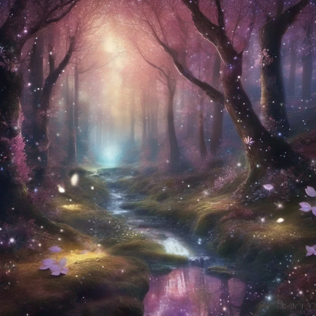 fantasy art forest magical sparkle glitter shimmer 