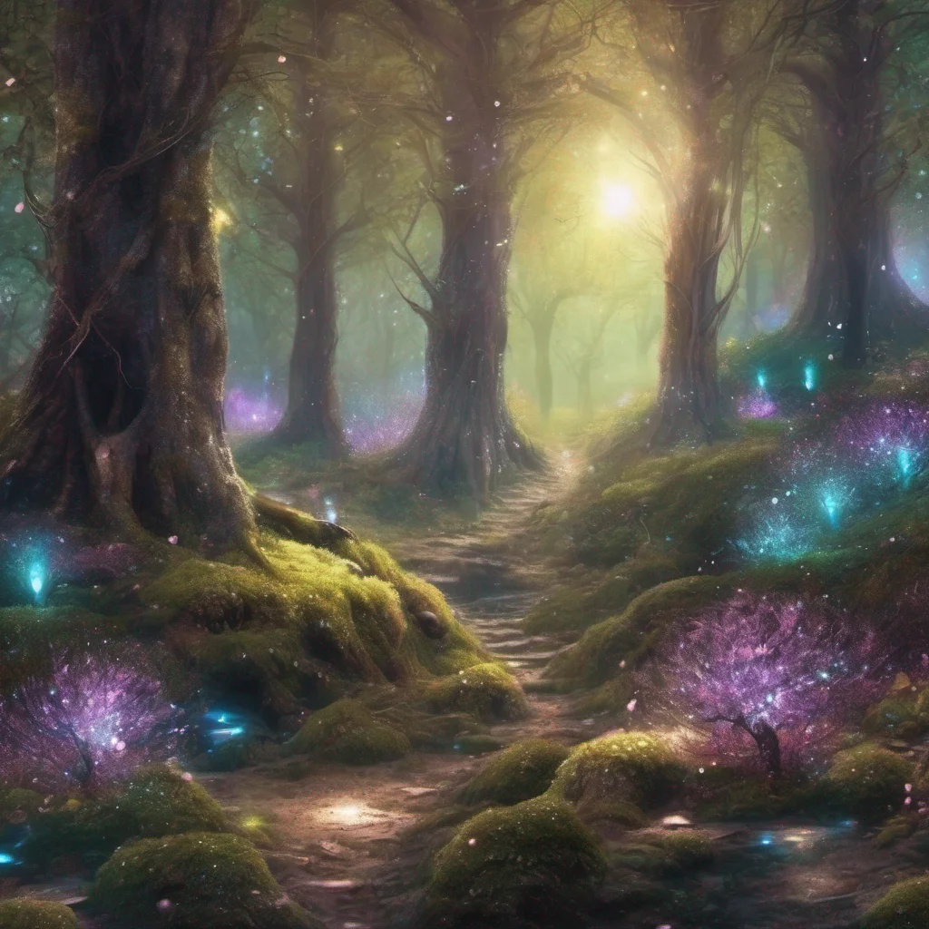 aifantasy art forest trees glitter sparkle crystals