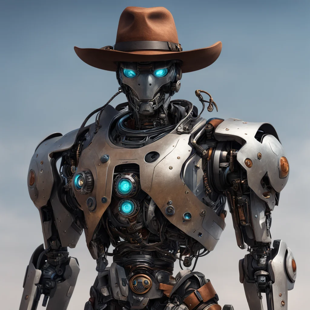 aifantasy art futuristic western robot%2C epic cinematic trending realistic robo character cowboy  good looking trending fantastic 1