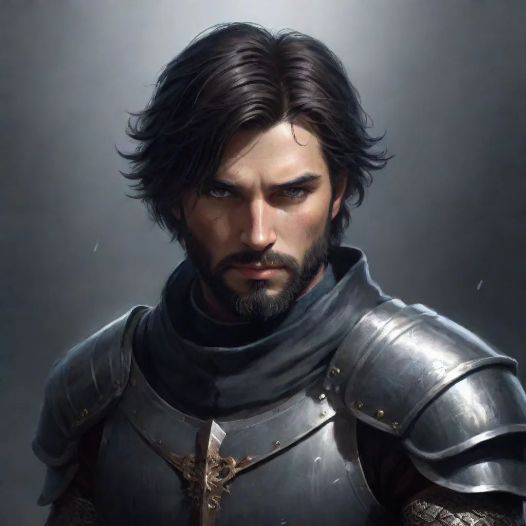 aifantasy art knight dark hair short hair beard