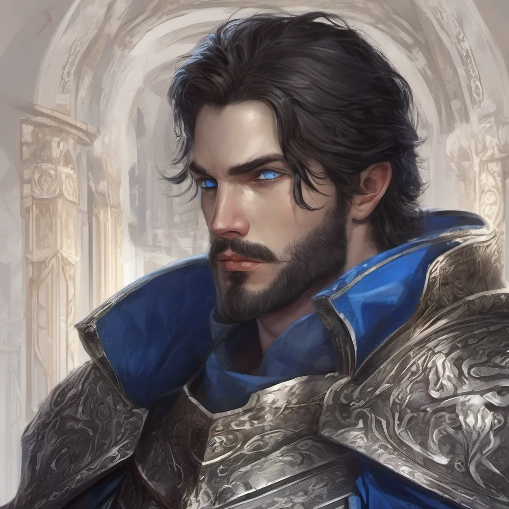 fantasy art knight king dark hair blue eyes short hair beard amazing awesome portrait 2