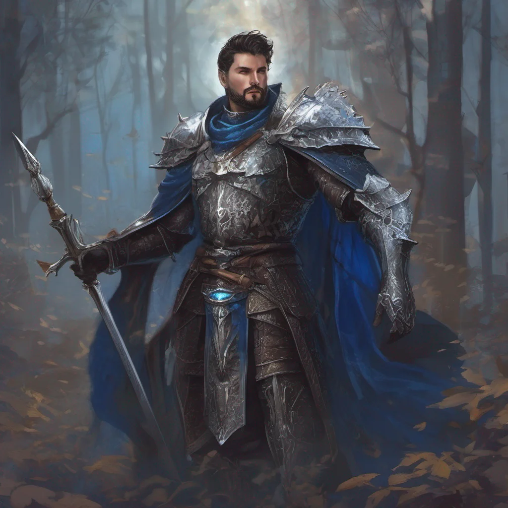 fantasy art knight king dark hair blue eyes short hair beard