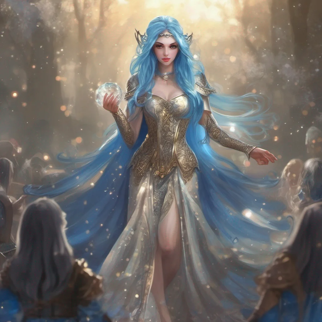 fantasy art medieval dress fantasy elf goddess sparkle shimmer glitter battle blue hair amazing awesome portrait 2