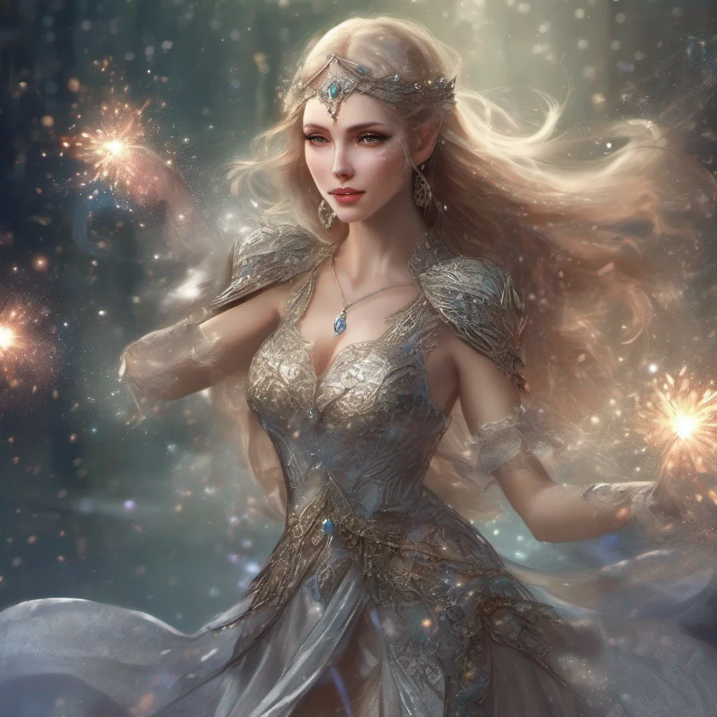 fantasy art medieval dress fantasy elf goddess sparkle shimmer glitter battle confident engaging wow artstation art 3