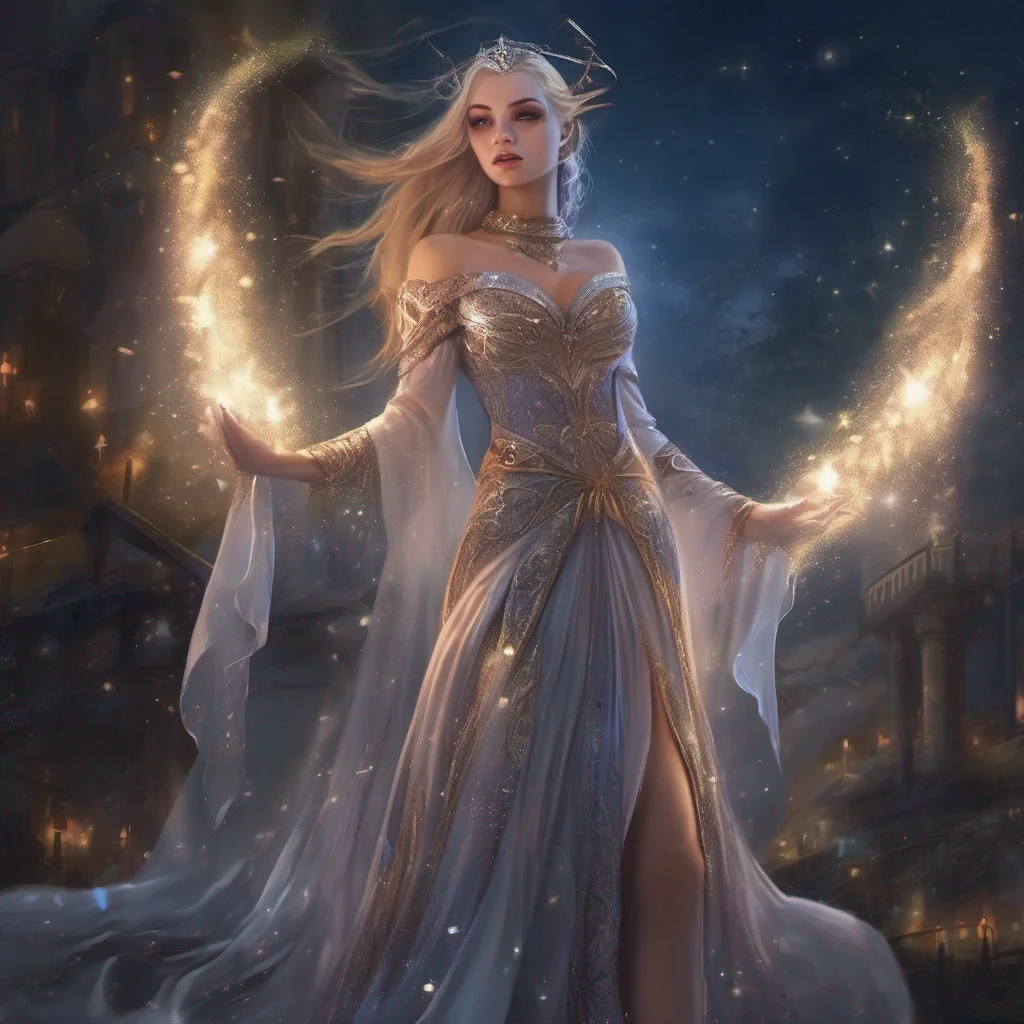 fantasy art medieval dress fantasy elf goddess sparkle shimmer glitter battle night sky  amazing awesome portrait 2