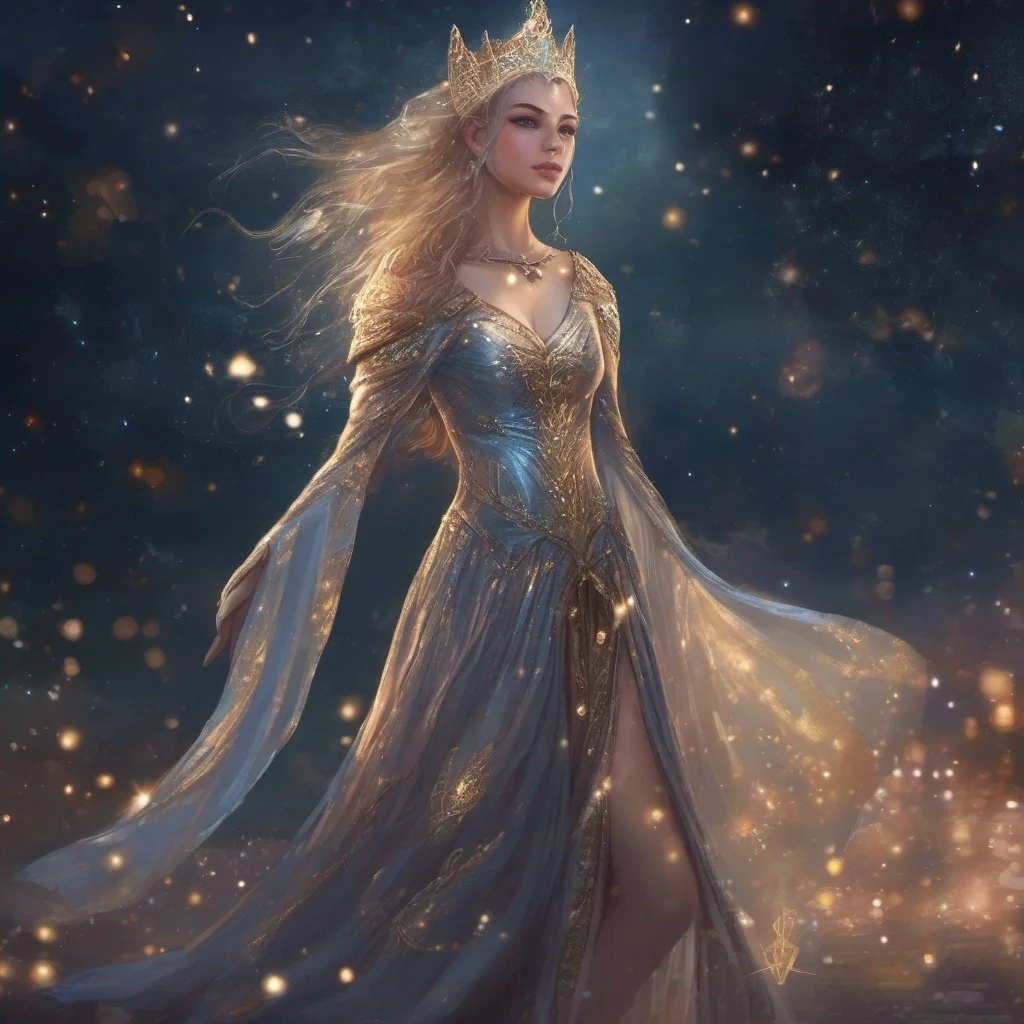 aifantasy art medieval dress fantasy elf goddess sparkle shimmer glitter battle night sky  good looking trending fantastic 1