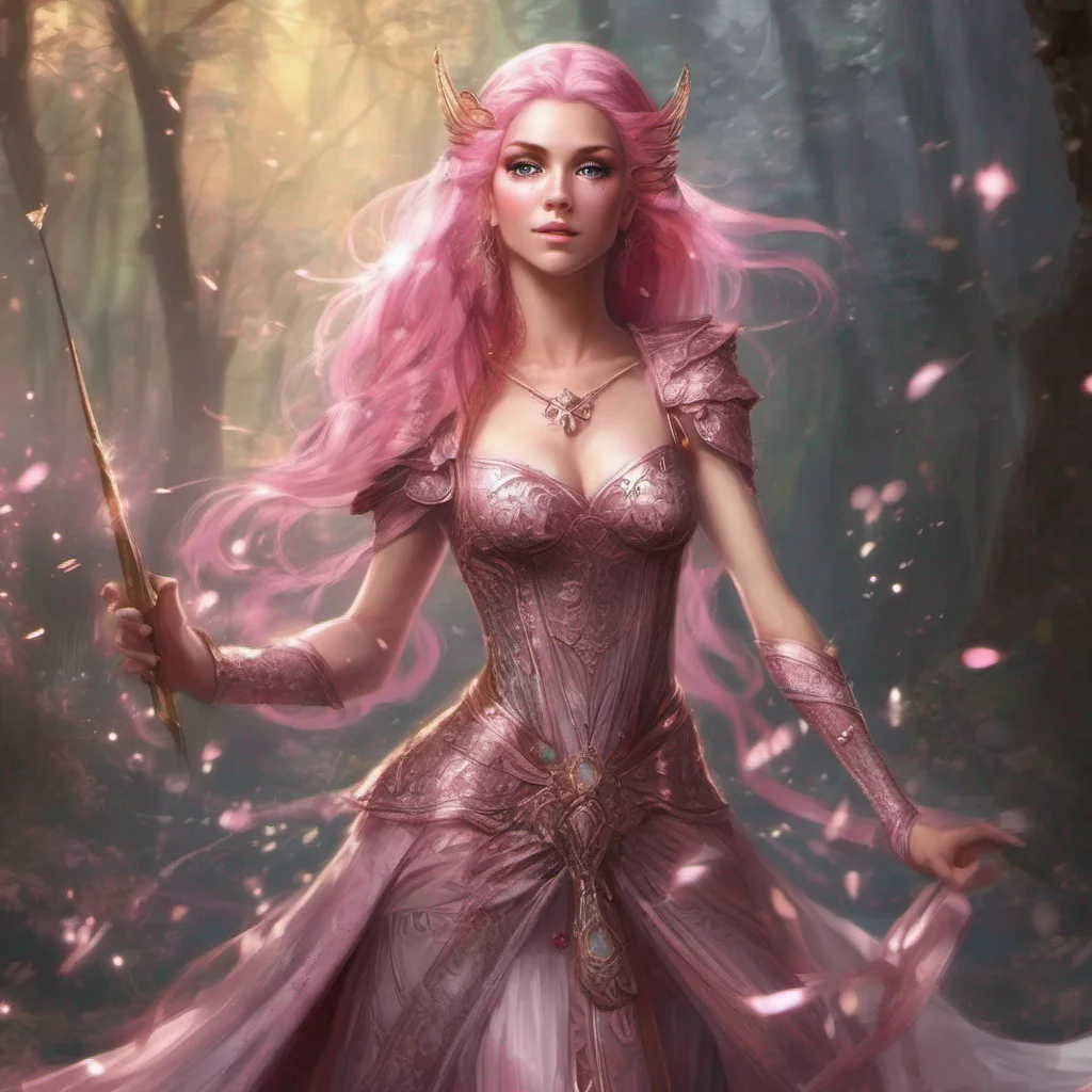 aifantasy art medieval dress fantasy elf goddess sparkle shimmer glitter battle pink hair good looking trending fantastic 1