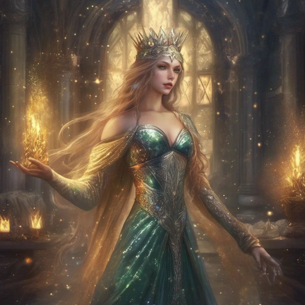 aifantasy art medieval dress fantasy elf goddess sparkle shimmer glitter dangerous
