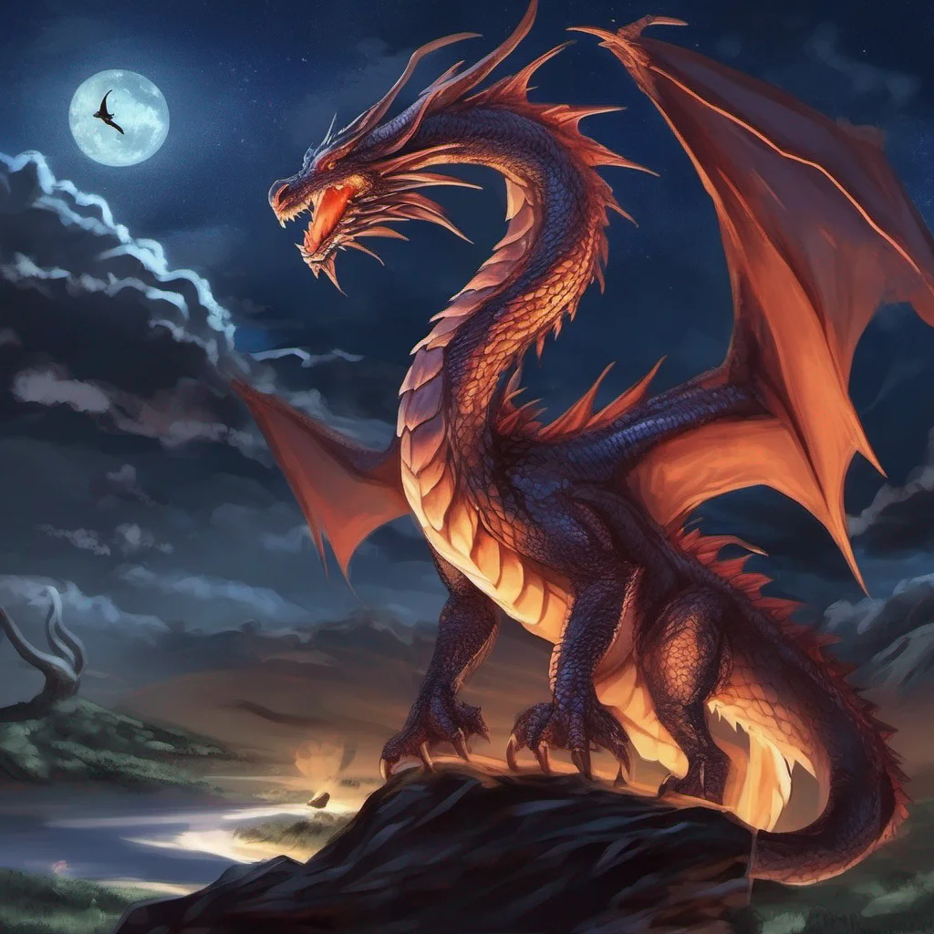 fantasy art night sky dragon