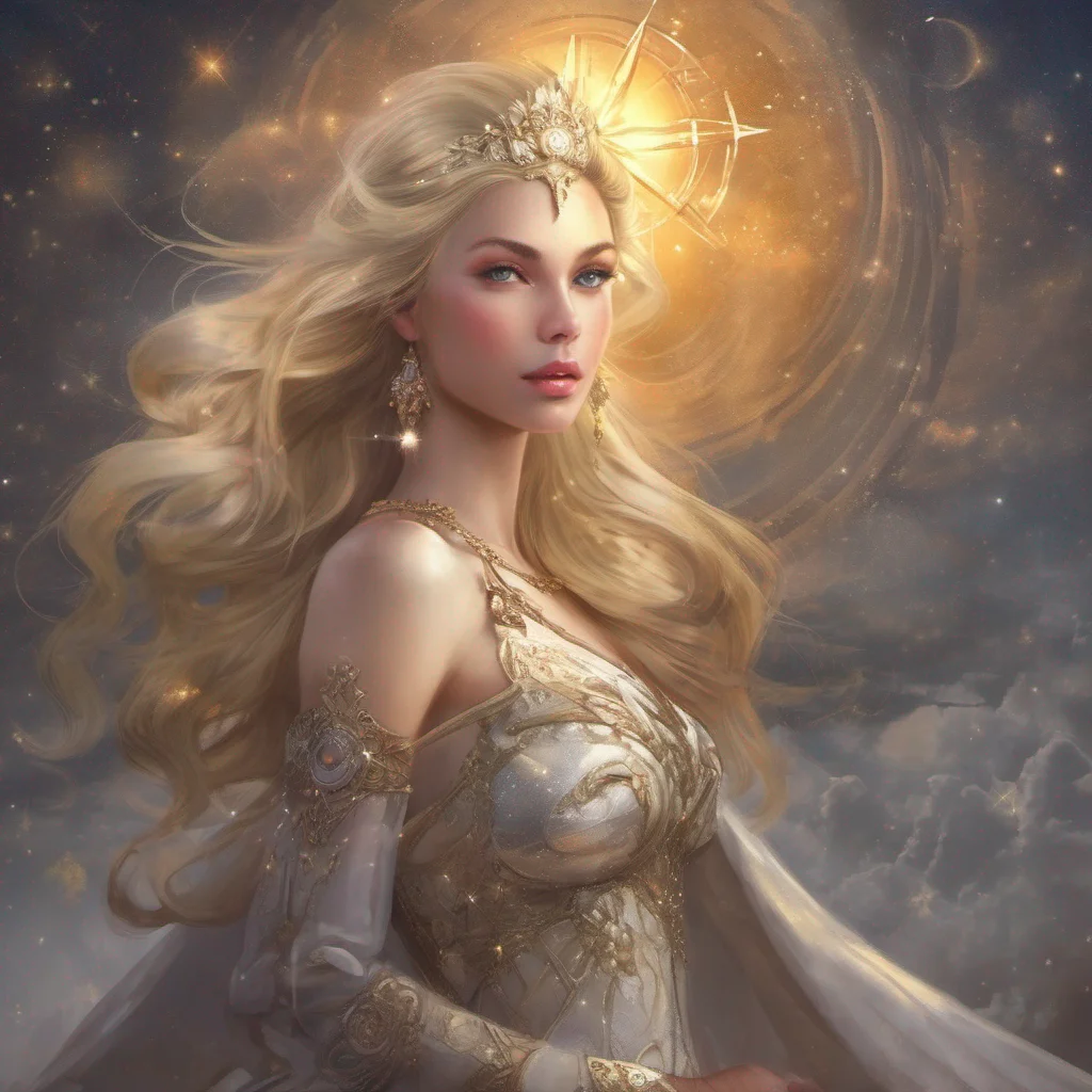 aifantasy art princess beauty grace seductive warrior blonde stars sun moon glitter amazing awesome portrait 2