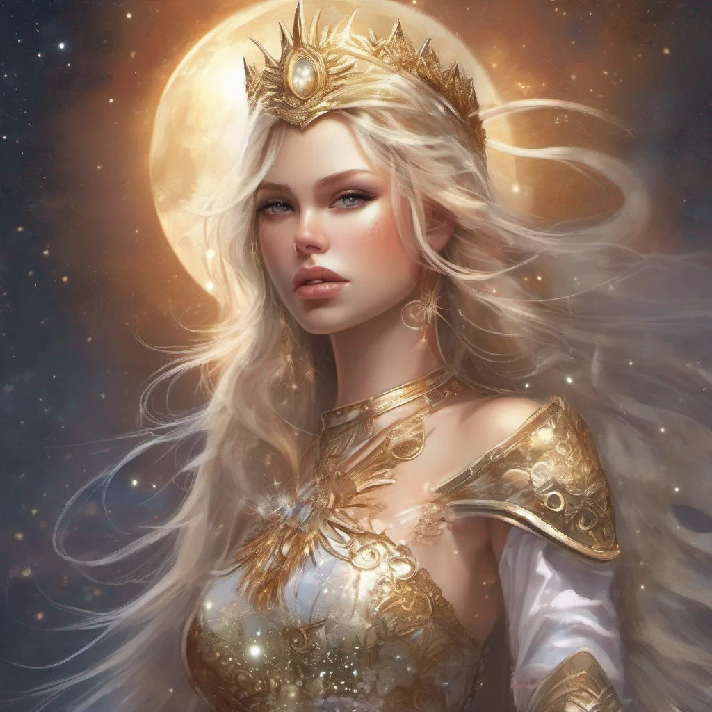 aifantasy art princess beauty grace seductive warrior blonde stars sun moon glitter good looking trending fantastic 1