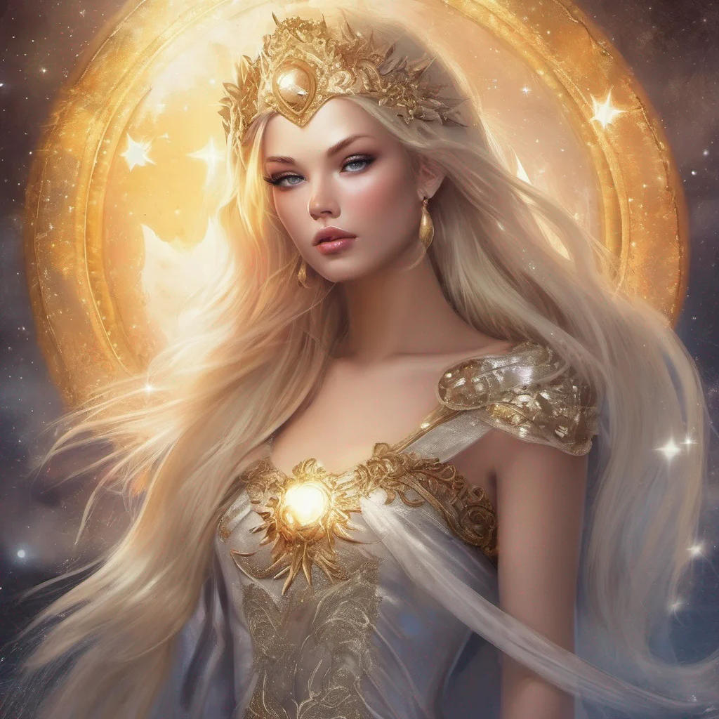 aifantasy art princess beauty grace seductive warrior blonde stars sun moon glitter
