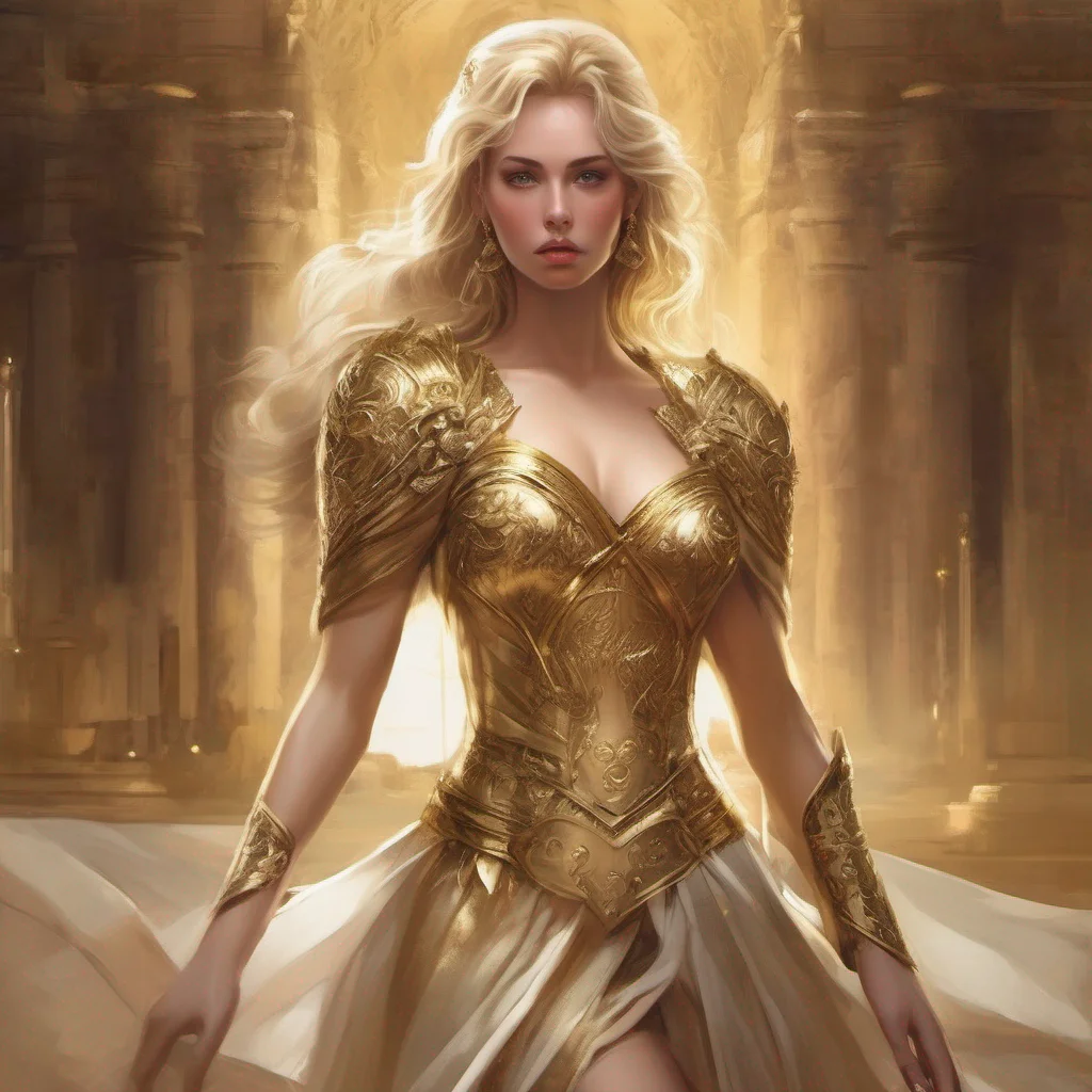 fantasy art princess beauty grace seductive warrior golden dress blonde brown eyes amazing awesome portrait 2