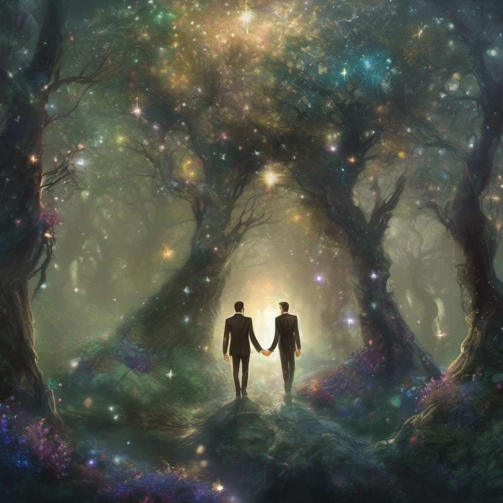 fantasy art two men one woman sparkle glitter shimmer forest  amazing awesome portrait 2