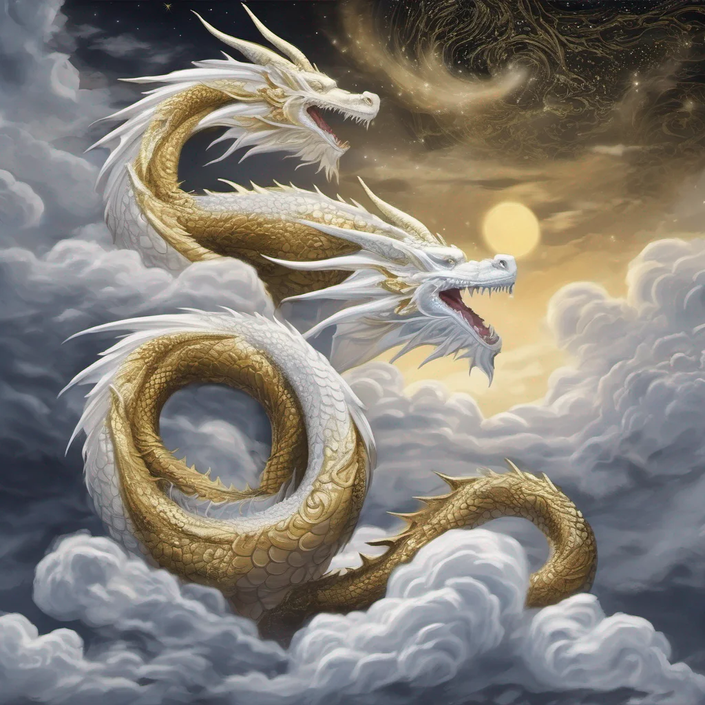 aifantasy art white and gold dragons night sky amazing awesome portrait 2