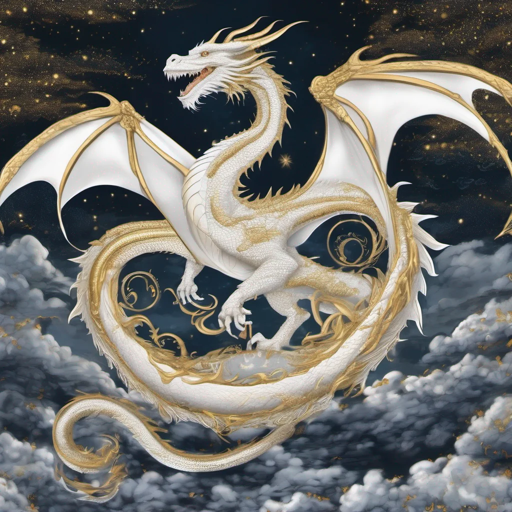 aifantasy art white and gold dragons night sky good looking trending fantastic 1