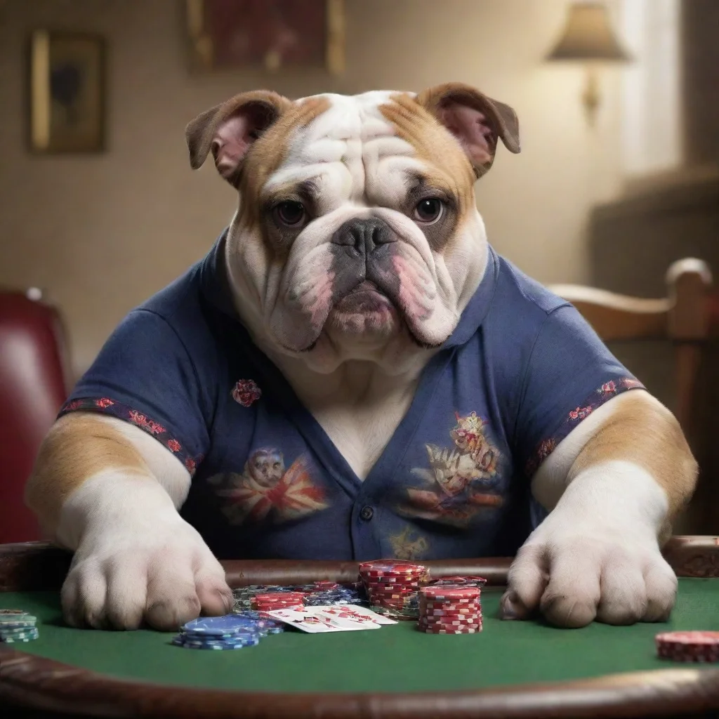 aifantasy british bulldog playing poker with union shirt