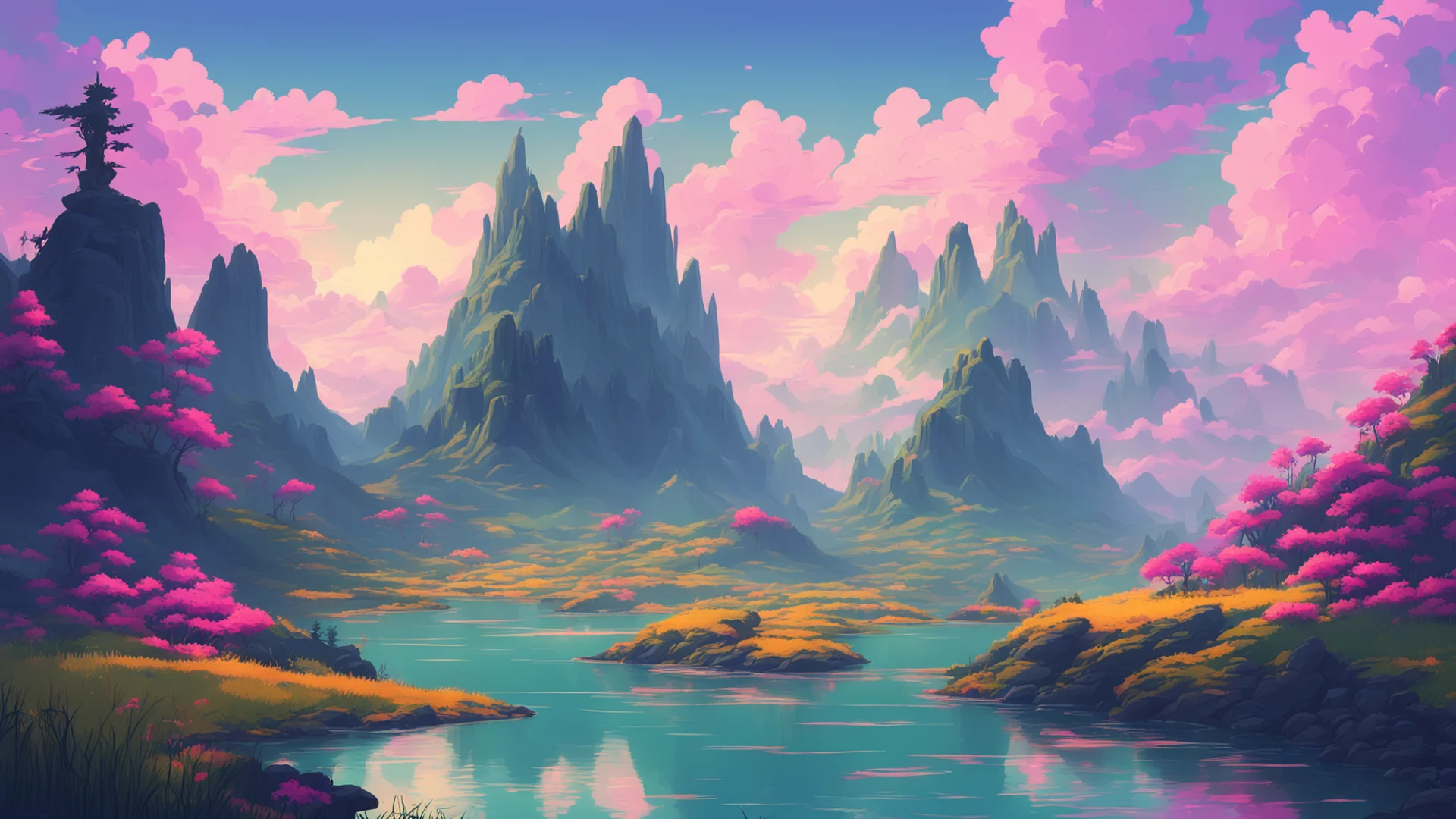 fantasy lowfi landscape epic calming wide