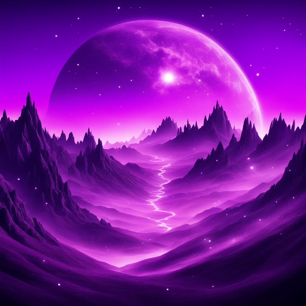 fantasy world with hills and magic particles in purple colors amazing awesome portrait 2