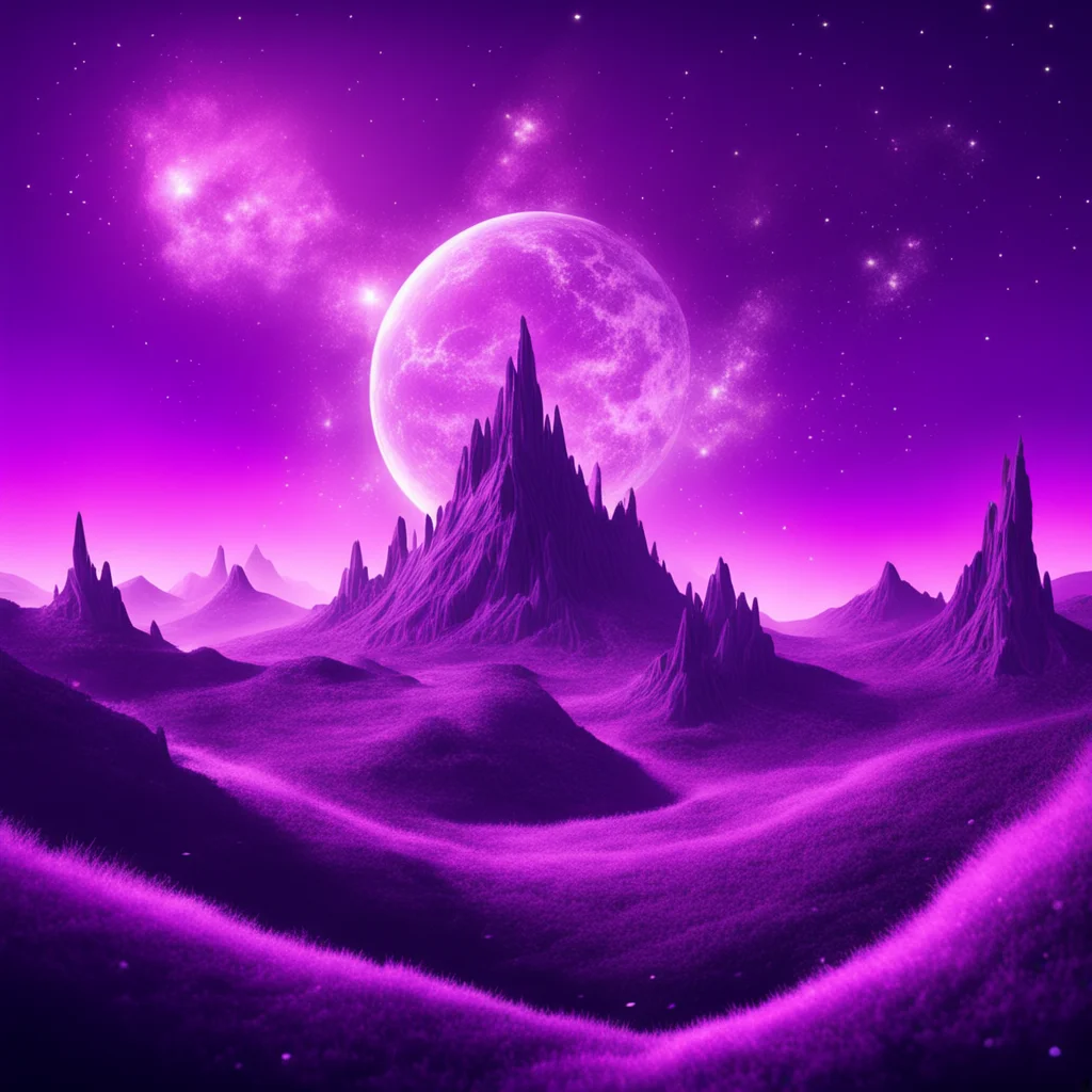 fantasy world with hills and magic particles in purple colors good looking trending fantastic 1