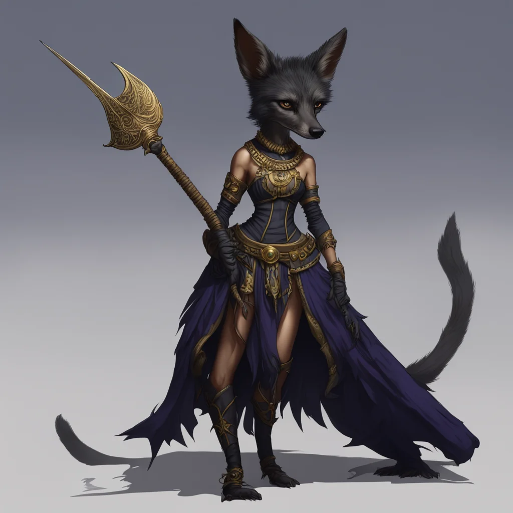 aifemale anthropomorphic jackal with short hair and short fur%2C egyptian dark mage%2C fantasy scythe%2C moonlight%2C detailed corset top%2C hip slip skirt confident engaging wow artstation art 3