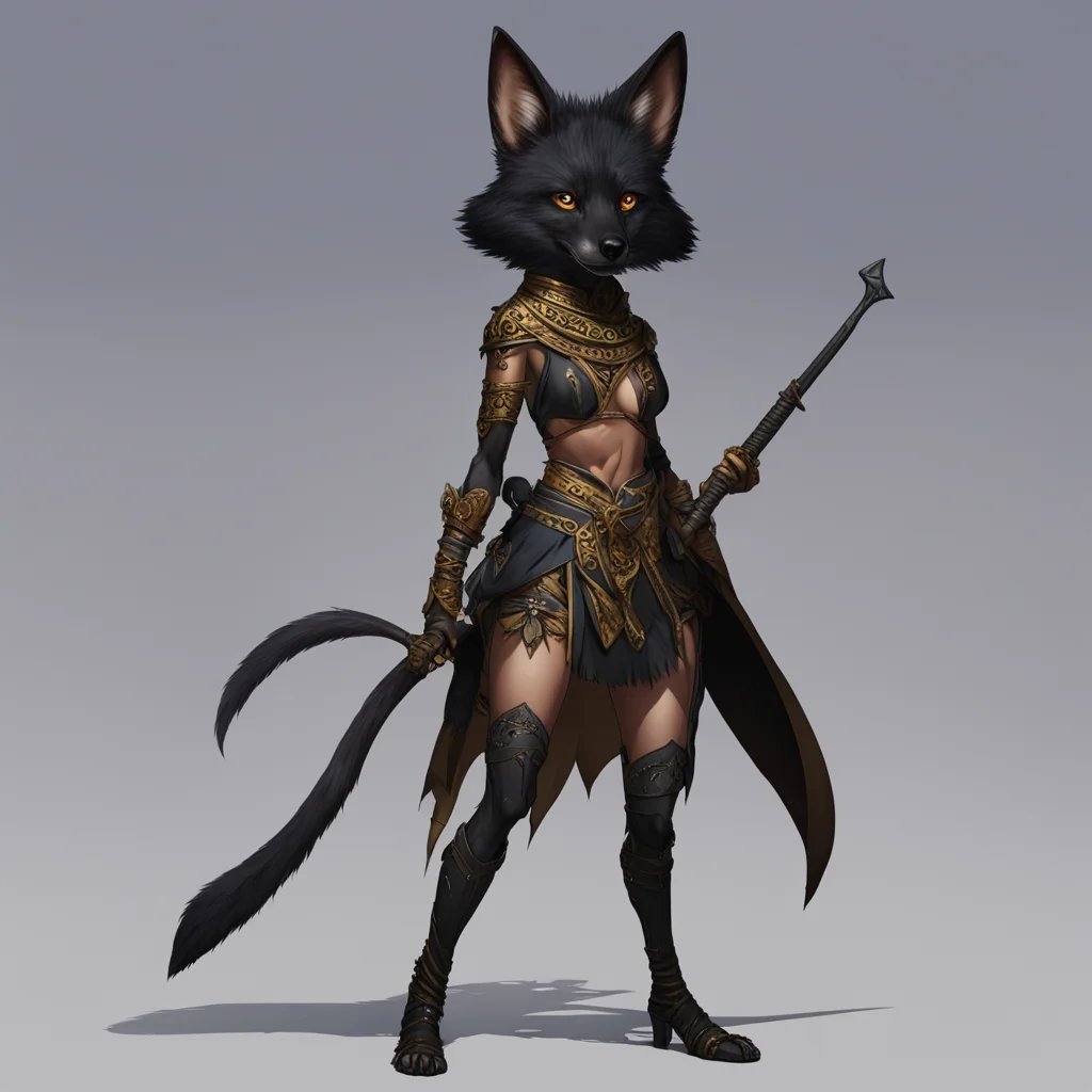 aifemale anthropomorphic jackal with short hair and short fur%2C egyptian dark mage%2C fantasy scythe%2C moonlight%2C detailed corset top%2C hip slip skirt good looking trending fantastic 1