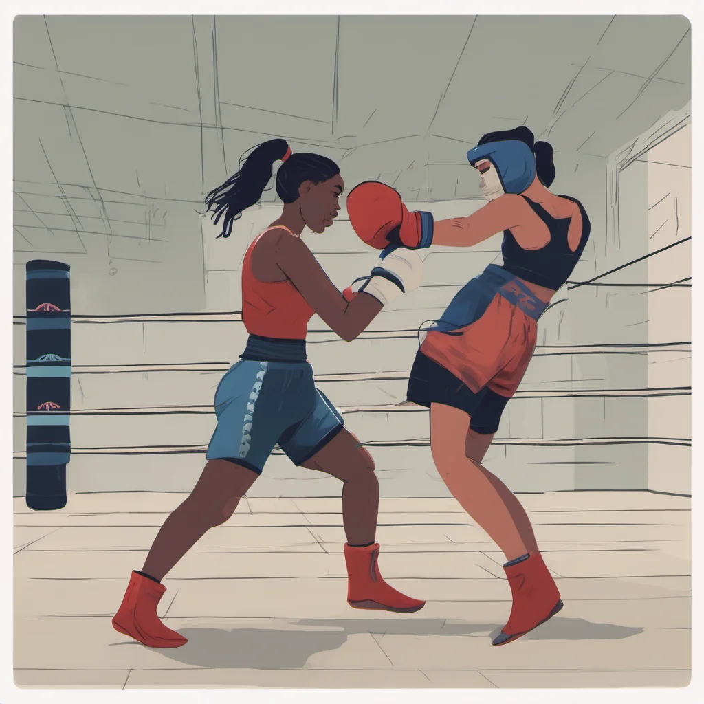 aifemale boxers in a ring sparring amazing awesome portrait 2
