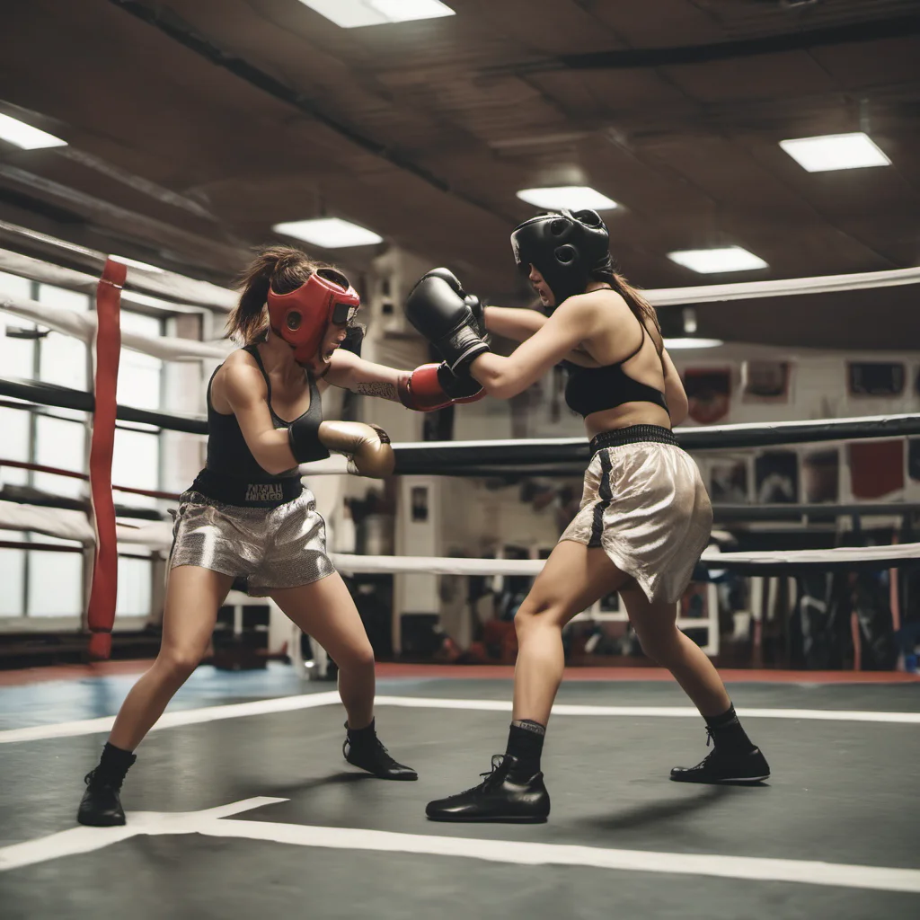 aifemale boxers in a ring sparring good looking trending fantastic 1