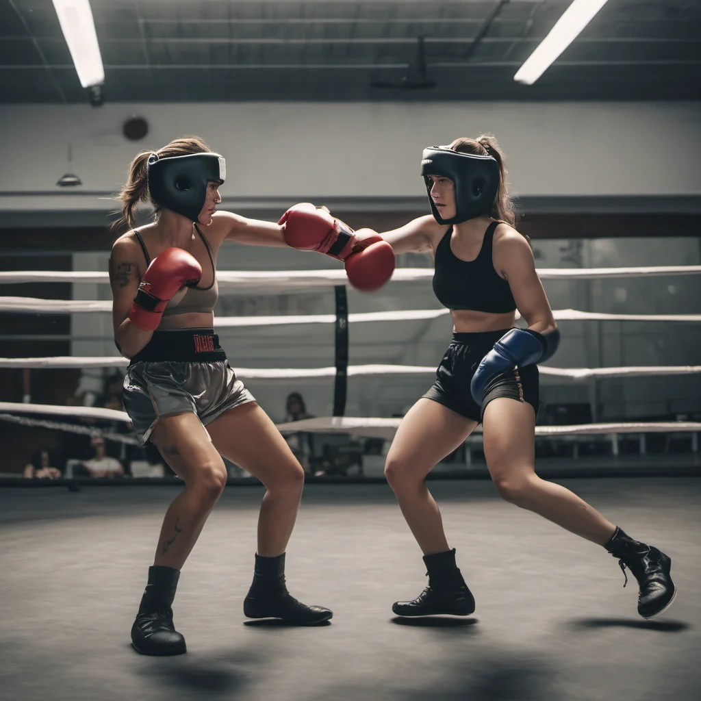 aifemale boxers in a ring sparring