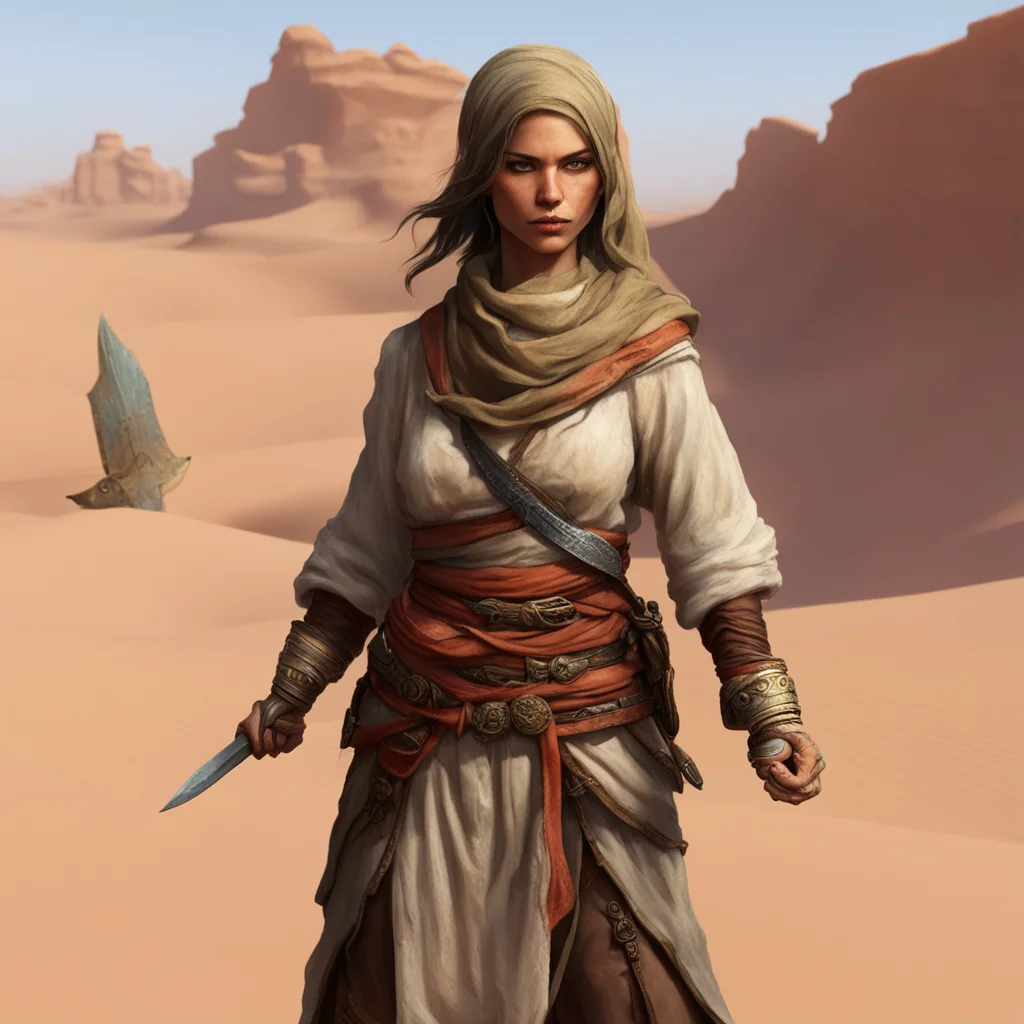female desert merchant with daggers amazing awesome portrait 2