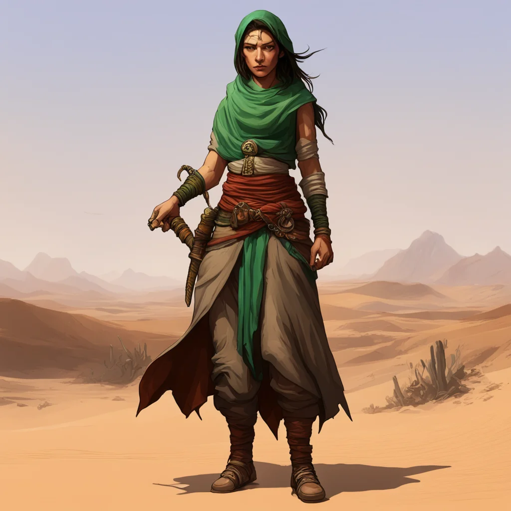 female desert merchant with daggers