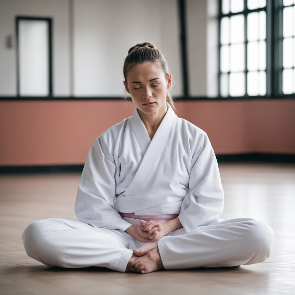 female judo master meditating at dojo good looking trending fantastic 1