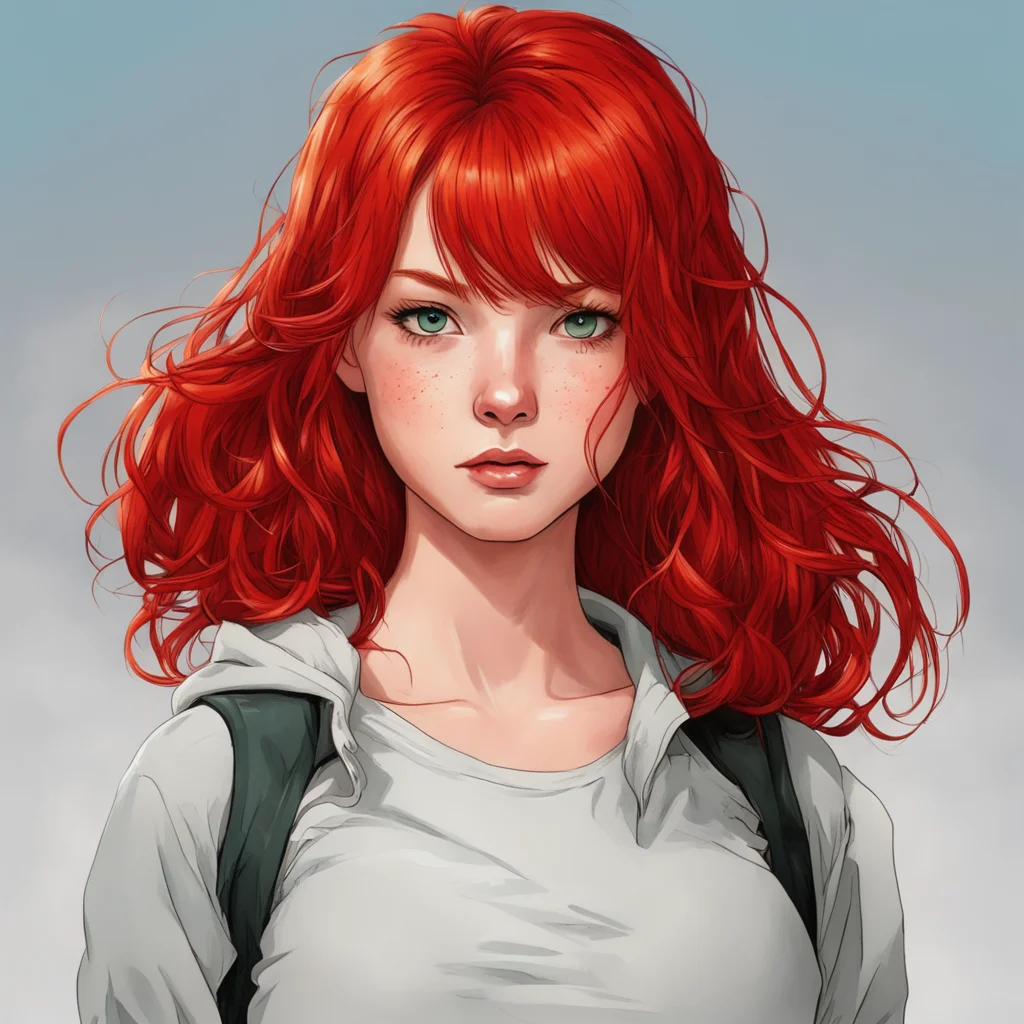 female teen comic art red head good looking trending fantastic 1