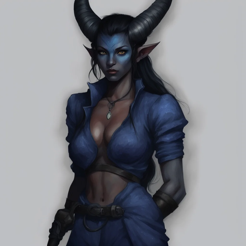 aifemale tiefling%2C black hair%2C dark blue skin%2C 5%2755%27%27 high with 150 lb good looking trending fantastic 1