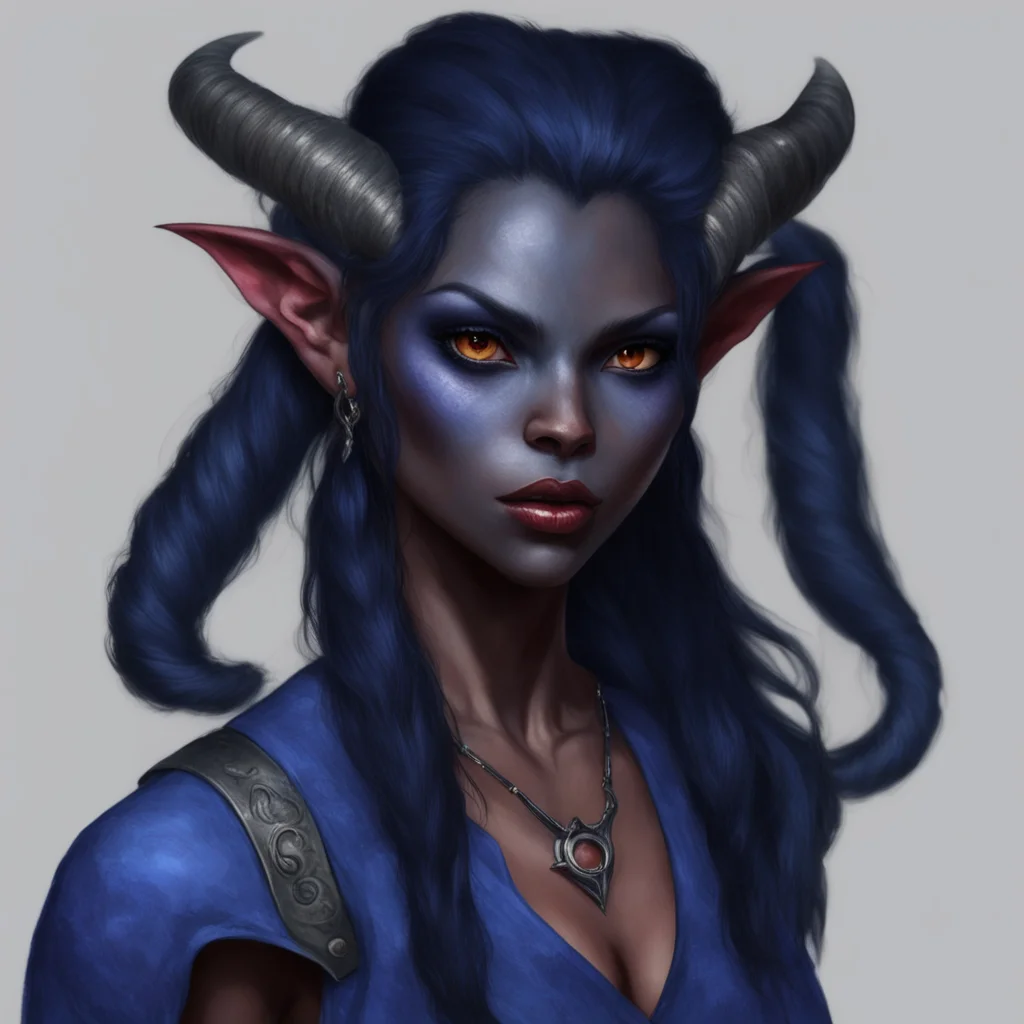 aifemale tiefling%2C black hair%2C dark blue skin%2C 5%2755%27%27 high with 150 lb
