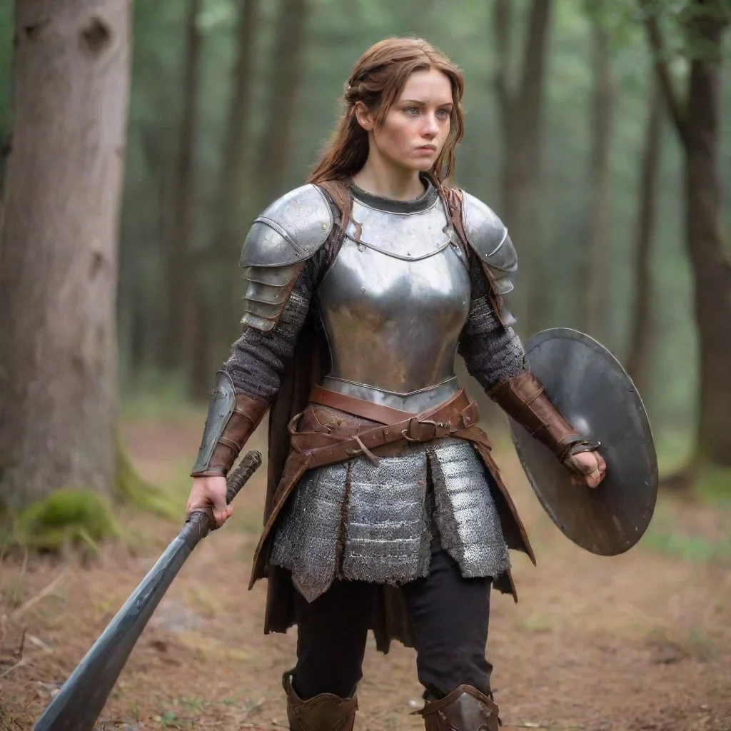 female warrior in plate mail