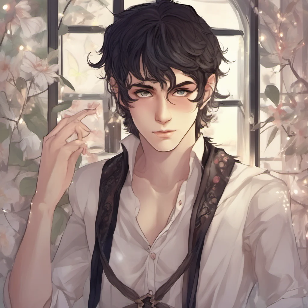 aifeminine%2C transgender male%2C male%2C sweet%2C elf%2C cute%2C black hair%2C brown eyes amazing awesome portrait 2